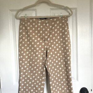 Chic Cambio Tan Polka Dot Trousers | Size 8 | Ankle | Mid Rise